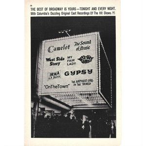 Broadway Ad Camelot Sound of Music Westside story 1960s Vintage Print Ad 9 in